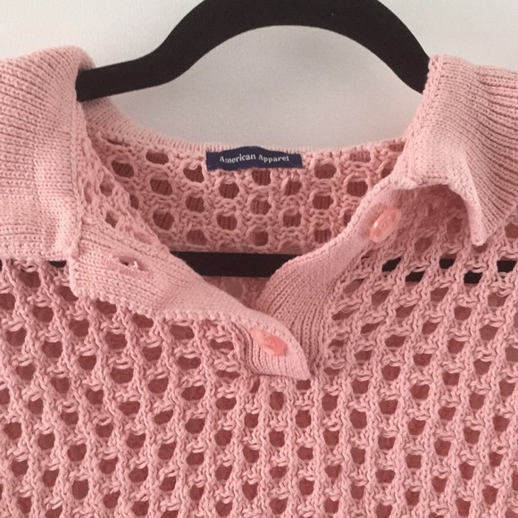 American Apparel pink knit polo - Picture 3 of 4